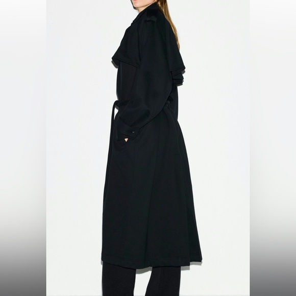 SKIMS Boyfriend Fleece Oversized Trench Coat Onyx Black Size 2X NWT - Picture 7 of 13